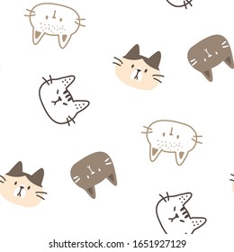 Diseño de cara de gato sin problemas en fondo blanco
