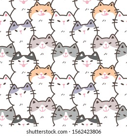 Seamless Pattern of Cartoon Cat Illustration Design