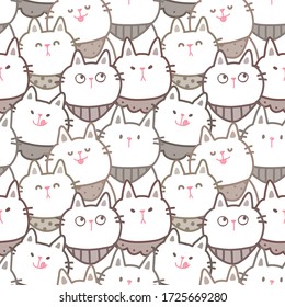 Seamless Pattern of Cartoon Cat Illustration