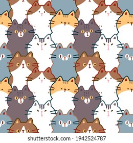 Seamless Pattern of Cartoon Cat Illustration Design