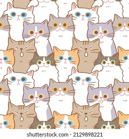 Seamless Pattern of Cartoon Cat Illustration Design