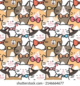 Seamless Pattern of Cartoon Cat Illustration Design