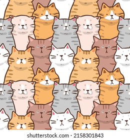 Seamless Pattern of Cartoon Cat Illustration Design