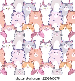 Seamless Pattern of Cartoon Cat Illustration Design