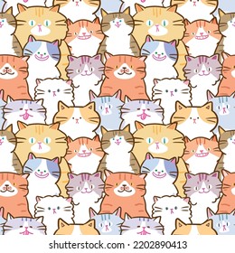 Seamless Pattern of Cartoon Cat Illustration Design