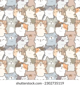 Seamless Pattern of Cartoon Cat Illustration Design