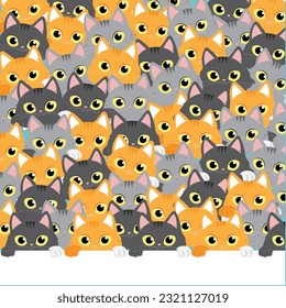 Seamless Pattern with Cartoon Cat Illustration Design. Wrapping paper, fabric print design. Tender design for gift wrappers, wallpaper, wrapping paper, Vector