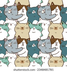 Seamless Pattern of Cartoon Cat Illustration Design