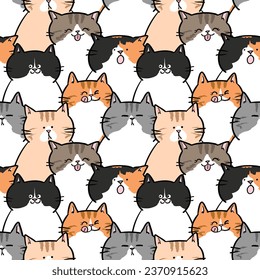 Seamless Pattern of Cartoon Cat Illustration Design