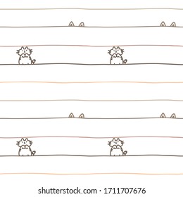 Diseño de líneas y gatos de dibujos animados en fondo blanco