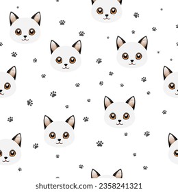 Seamless pattern Cartoon cat puppies. Vector illustration. Great for baby fabric, textile, wallpaper