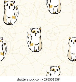 Seamless pattern with cartoon cats