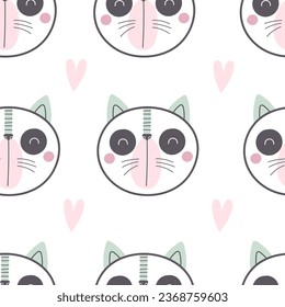 seamless pattern with cartoon cats. Colorful vector flat for kids. hand drawing. baby design for fabric, print, wrapper, textile
