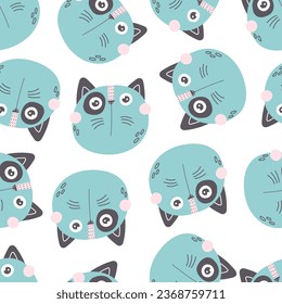 seamless pattern with cartoon cats. Colorful vector flat for kids. hand drawing. baby design for fabric, print, wrapper, textile