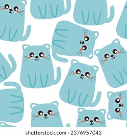 seamless pattern cartoon cats. cute animal wallpaper illustration for gift wrap paper