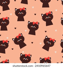 seamless pattern cartoon cats. cute animal wallpaper illustration for gift wrap paper