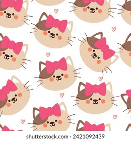 seamless pattern cartoon cats. cute animal wallpaper illustration for gift wrap paper
