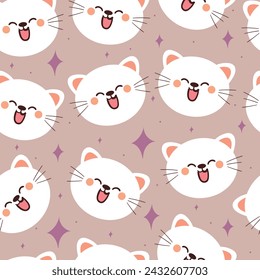 seamless pattern cartoon cats. cute animal wallpaper illustration for gift wrap paper