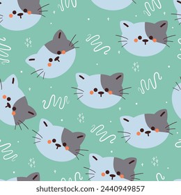 seamless pattern cartoon cats. cute animal wallpaper illustration for gift wrap paper