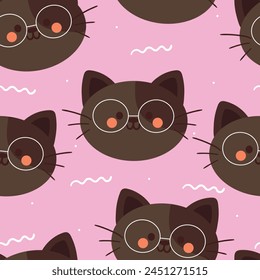 seamless pattern cartoon cats. cute animal wallpaper illustration for gift wrap paper