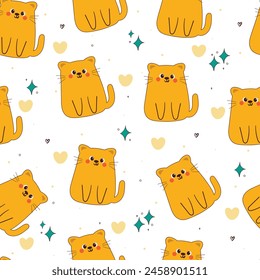 seamless pattern cartoon cats. cute animal wallpaper illustration for gift wrap paper