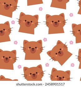 seamless pattern cartoon cats. cute animal wallpaper illustration for gift wrap paper