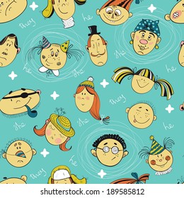 seamless pattern with cartoon characters