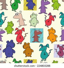 seamless pattern with cartoon characters