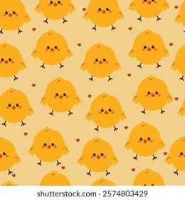 seamless pattern cartoon chick. cute animal wallpaper for fabric print, gift wrap paper