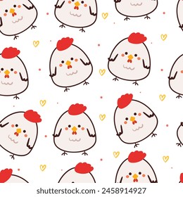 seamless pattern cartoon chicken. cute animal wallpaper for textile, gift wrap paper