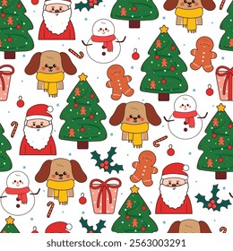 seamless pattern cartoon christmas and winter stuff and accessories. cute christmas and winter wallpaper for fabric print, gift wrap paper