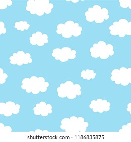 Seamless pattern with cartoon clouds	
