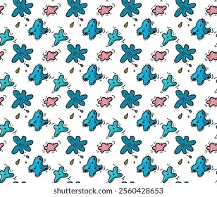 Seamless pattern with cartoon clouds