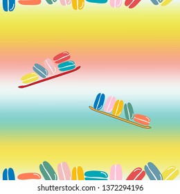 Seamless pattern of cartoon colorful macaroon colorful background, Vector design for paper print business, fabric or background and wallpaper. .