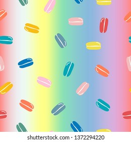 Seamless pattern of cartoon colorful macaroon colorful background, Vector design for paper print business, fabric or background and wallpaper. .