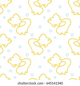 Seamless pattern of the cartoon contour gold fish. Use for fabric texture, packaging, wallpaper, etc