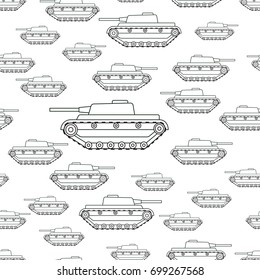 Seamless pattern of the cartoon contour tanks