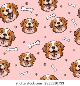 Seamless pattern Cartoon Corgis puppies. Vector illustration.