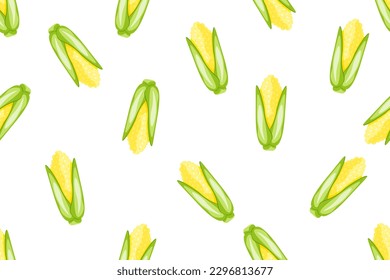Seamless pattern with Cartoon Corn. Popcorn endless ornament. Vector illustration. Summer Vegetables background. Wallpaper and bed linen print. Kitchen apron design.