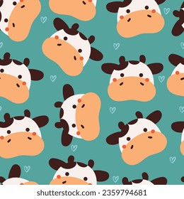vaca de dibujos animados sin costura. papel tapiz de animal lindo para textiles, papel de envoltura de regalo