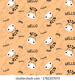 Seamless pattern with cartoon cows