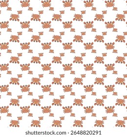Seamless Pattern of Cartoon Crabs With Playful Expressions on White Background