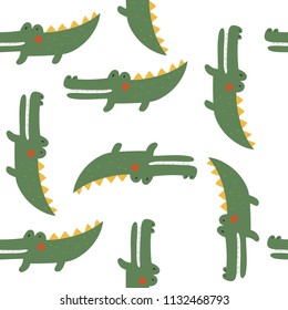 Seamless pattern cartoon crocodile