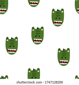 Seamless pattern with cartoon crocodiles. colorful vector for kids.Animals. hand drawing, flat style. baby design for fabric, print, textile, wrapper