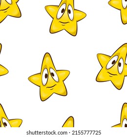 Seamless pattern of cartoon cstars character. Cute vector illustration