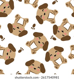 Seamless pattern cartoon cute brown dog. cute wallpaper and animals background for gift wrapper