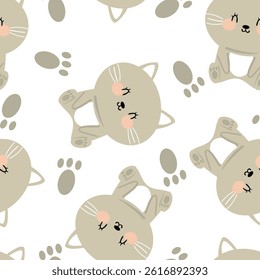 Seamless pattern cartoon cute cat. cute wallpaper and animals background for gift wrapper