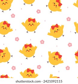 seamless pattern cartoon cute chicks. cute animal wallpaper illustration for gift wrap paper