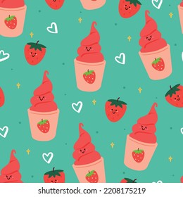 tira de dibujos animados sin costura de postre lindo. caracter alimenticio para textiles, papel de envoltura de regalo