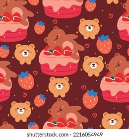 seamless pattern cartoon cute dessert and animals. cute wallpaper for textile, gift wrap paper